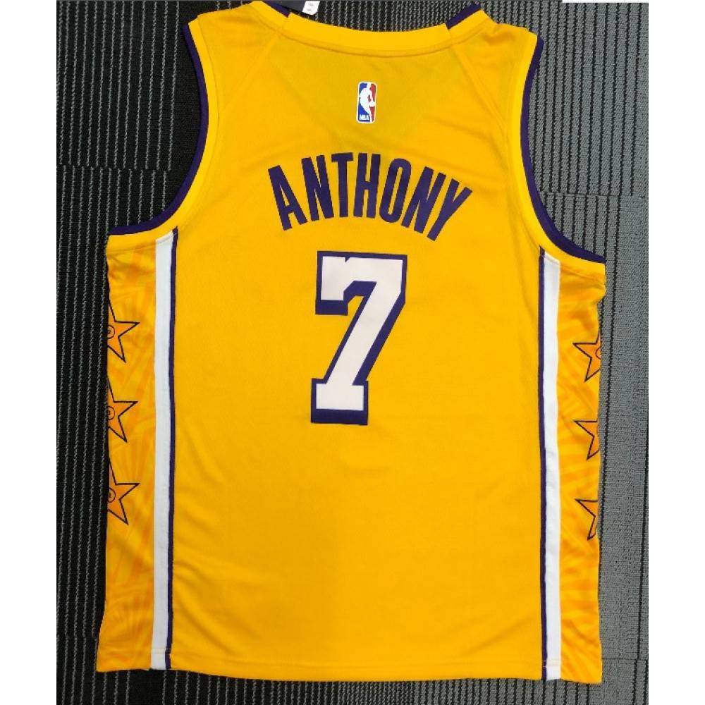 Men's Los Angeles Lakers Carmelo Anthony #7 Yellow Swingman NBA Jersey - City Edition-Pro Kit Vault | Brand New 26/27 Sports Jerseys